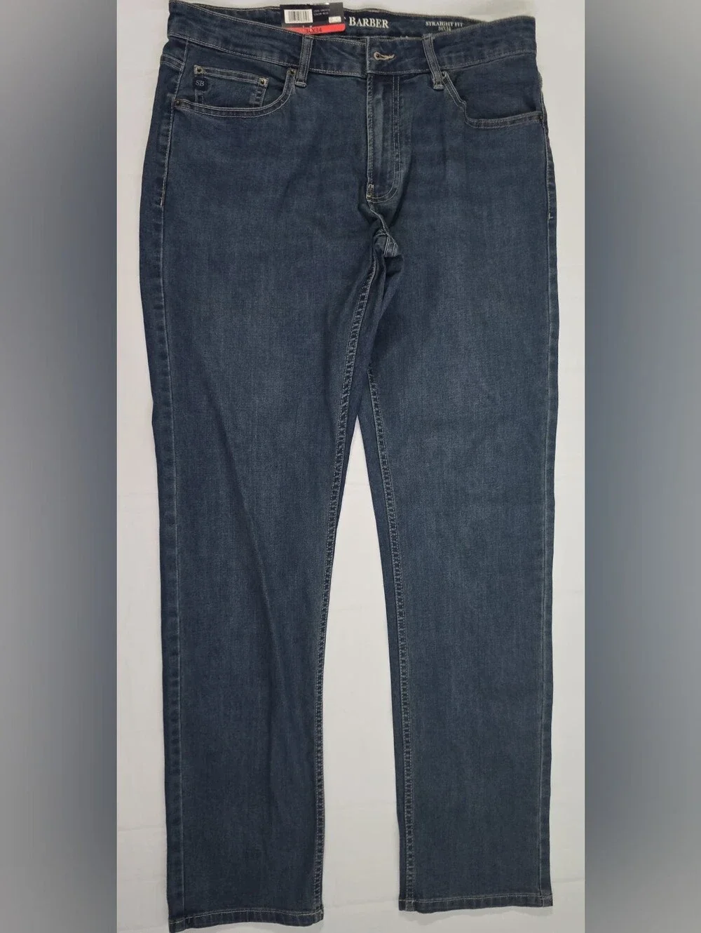 Scott Barber Straight Fit Medium Wash Blue Denim Stretch 5Pocket Jeans 34x34 NWT